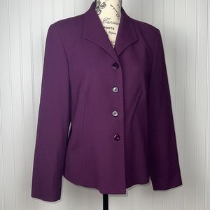 Talbots Pure New Wool Woolmark Eggplant Purple Jacket Blazer Size 8 EUC.